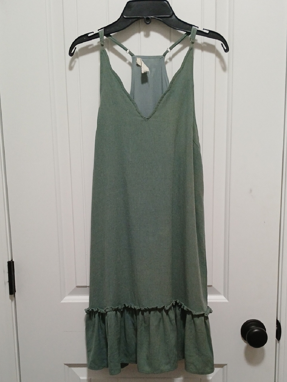 entro Sage Green Slip Dress with Spaghetti Straps